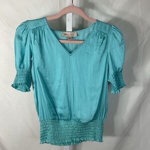 Philosophy Turquoise Blouse with Ruched Details